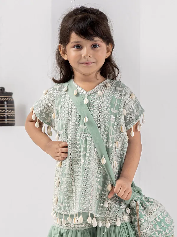 Stuuning pista green georgette sharara set