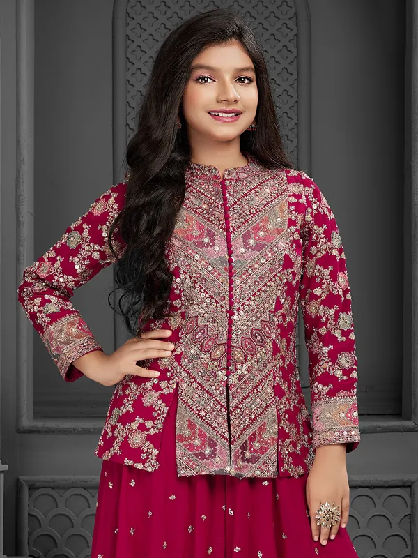 Stuuning rani color georgette palazzo salwar suit