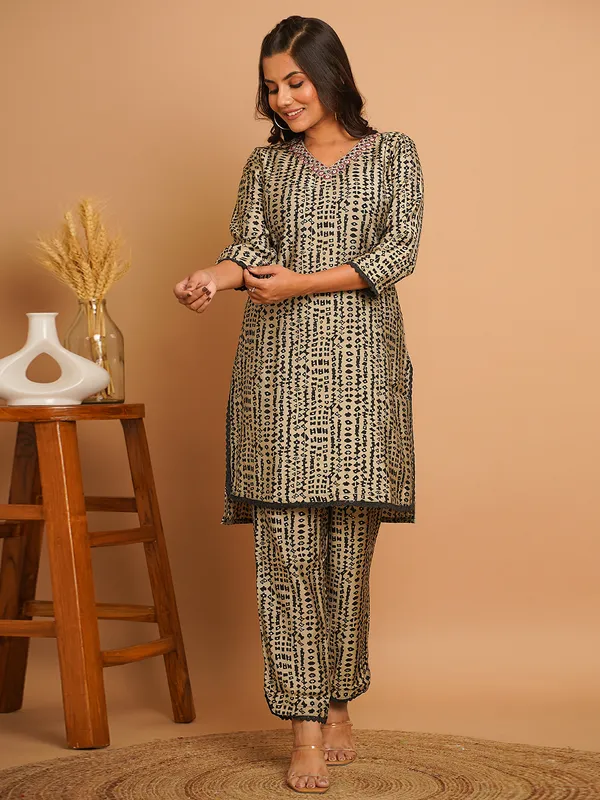 Stylish beige silk co ord set