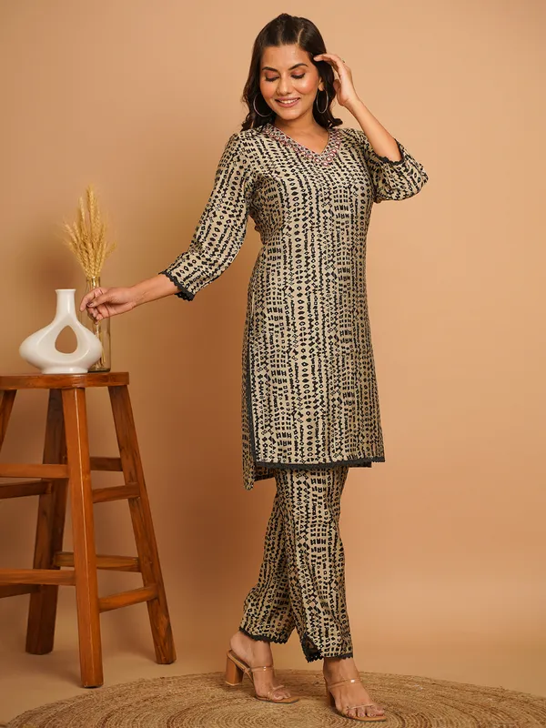Stylish beige silk co ord set
