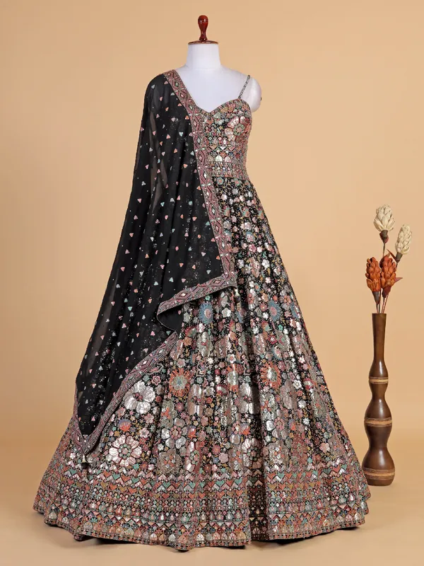 Stylish black georgette anarkali suit