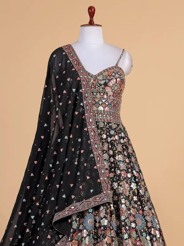 Stylish black georgette anarkali suit