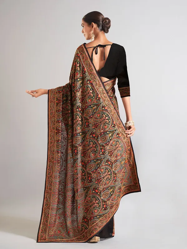 Stylish black georgette saree