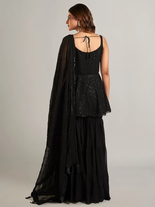 Stylish black georgette sharara suit
