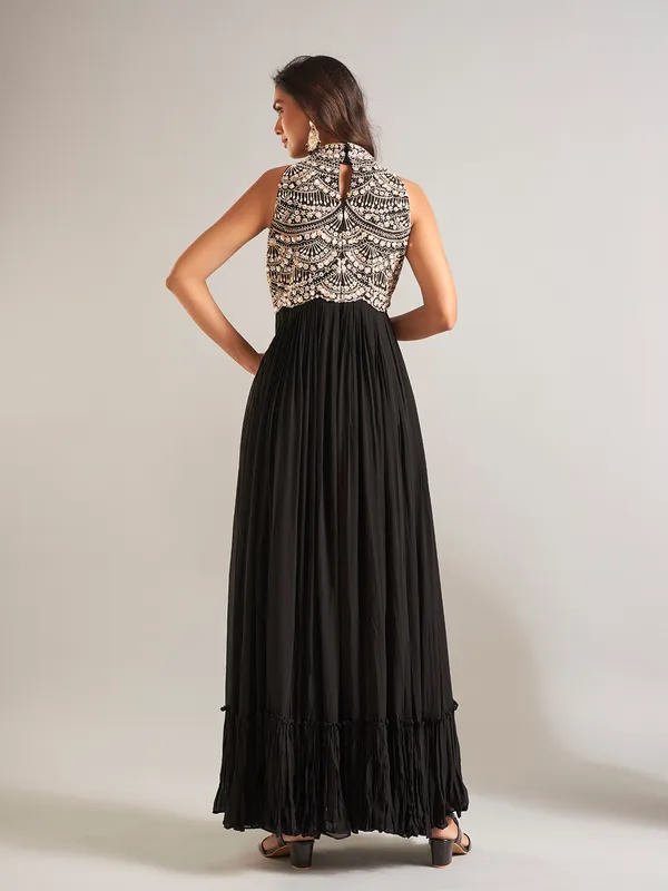 Stylish black silk designer suit