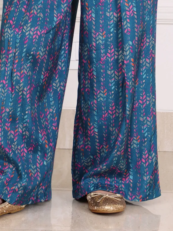 Stylish blue cotton printed co-ord set
