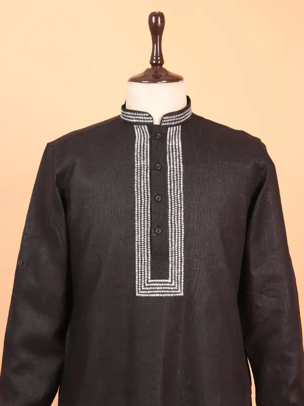 Stylish cotton black kurta suit for men