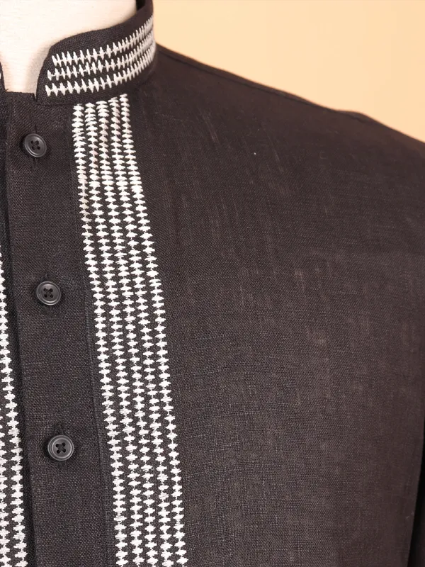Stylish cotton black kurta suit for men