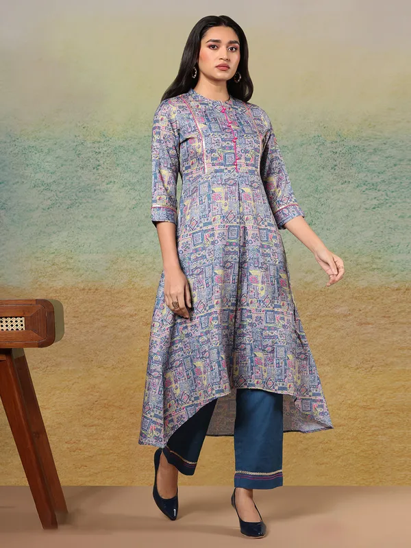 Stylish cotton blue long kurti