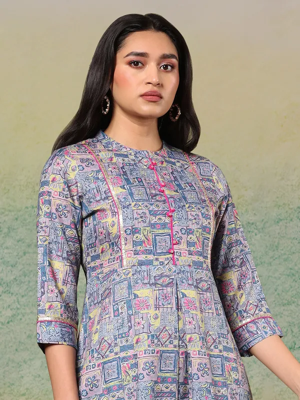 Stylish cotton blue long kurti