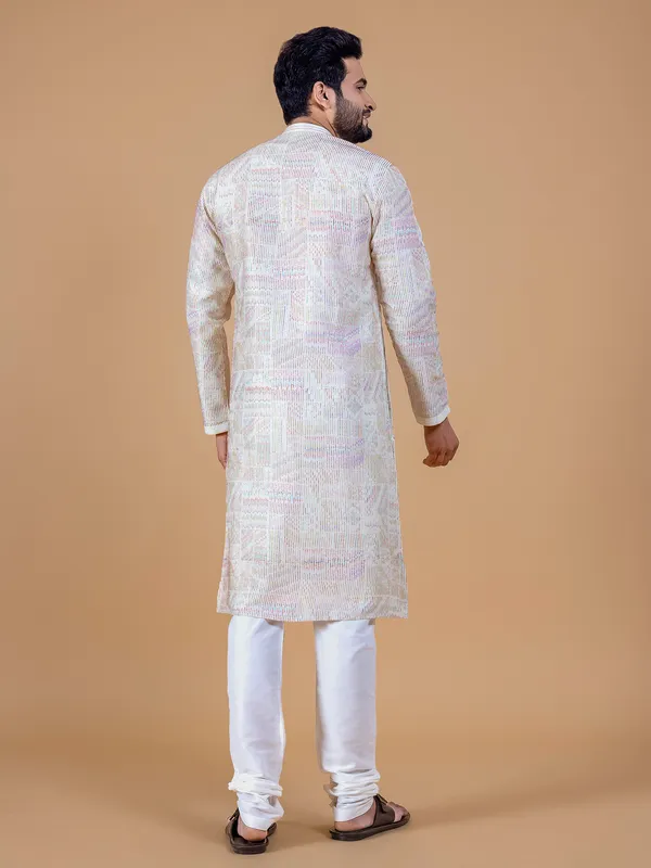 Stylish cream cotton  Men Kurta pajama