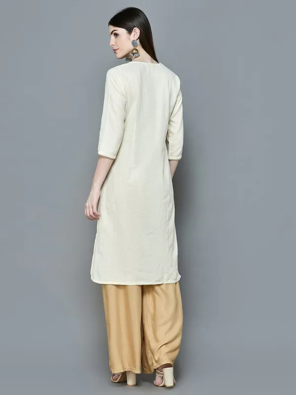 Stylish cream cotton kurti for casual