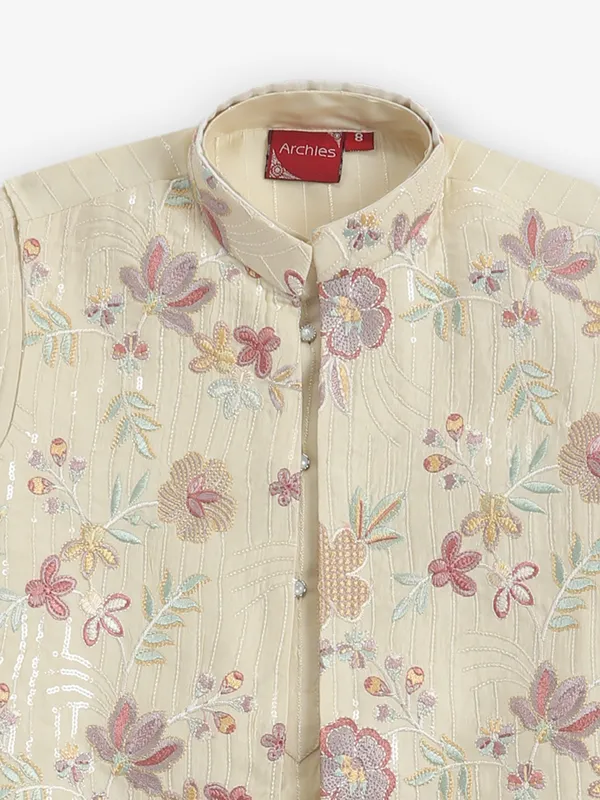 Stylish cream silk waistcoat set