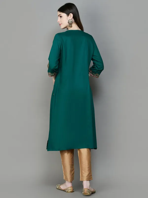 Stylish dark green cotton kurti