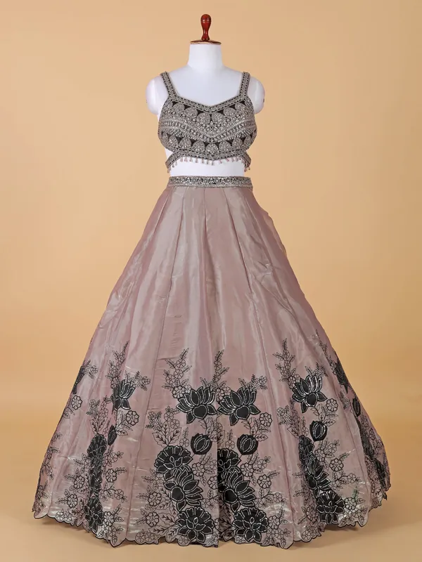 Stylish faded purple silk lehenga choli