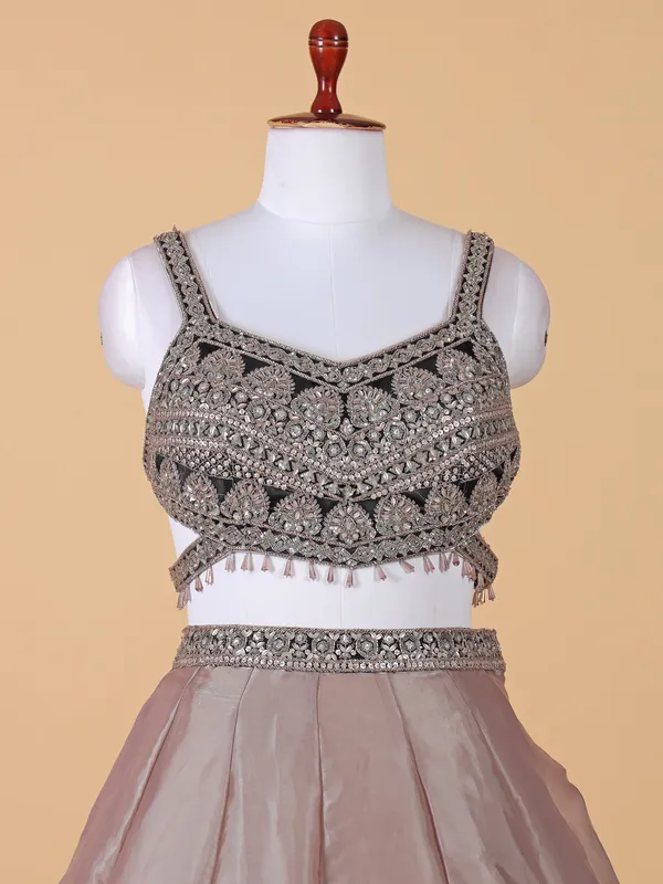Stylish faded purple silk lehenga choli