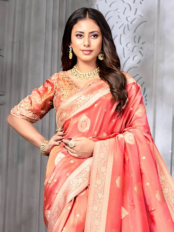 Stylish gajri tissue silk saree