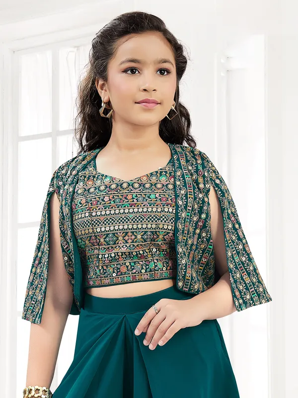 Stylish georgette green palazzo suit