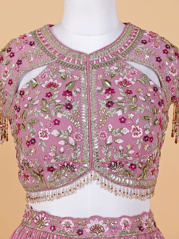Stylish georgette pink lehenga choli