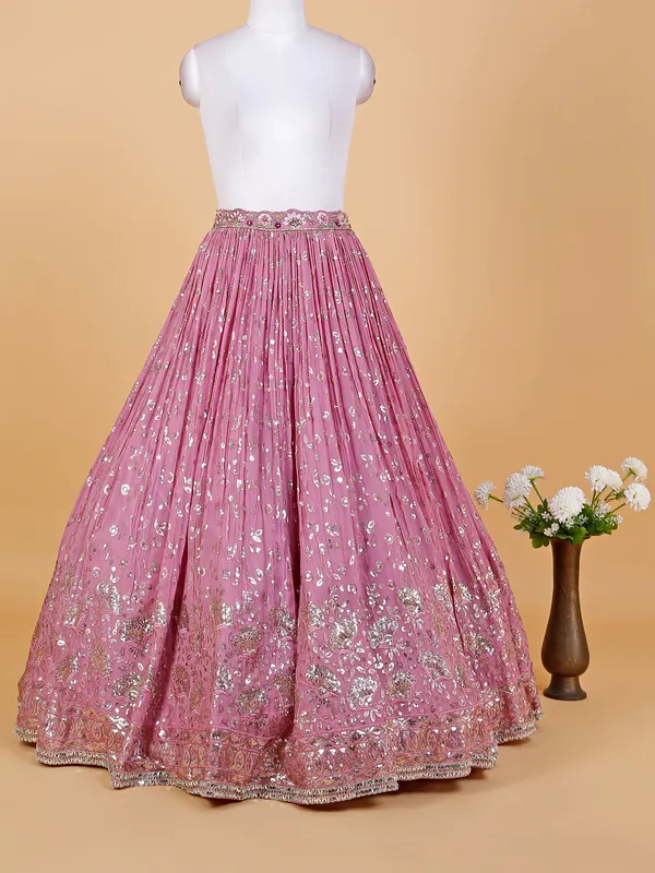 Stylish georgette pink lehenga choli