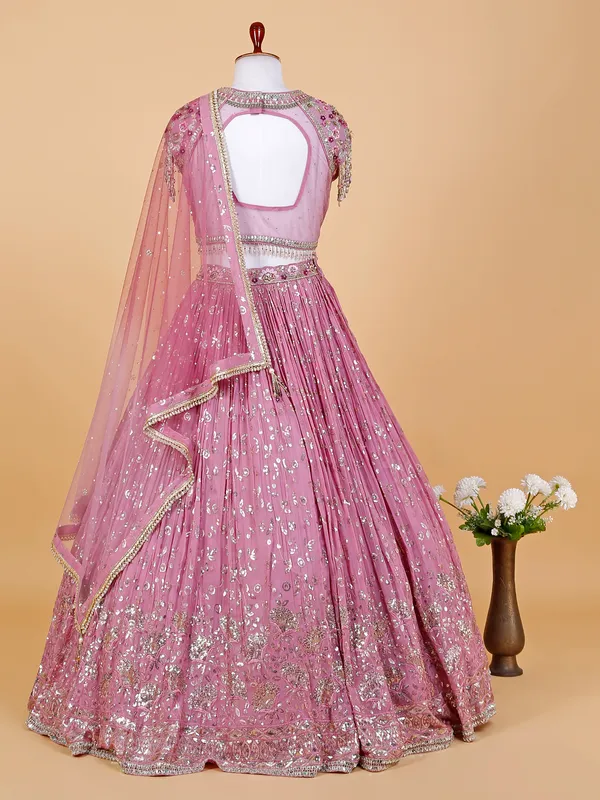 Stylish georgette pink lehenga choli
