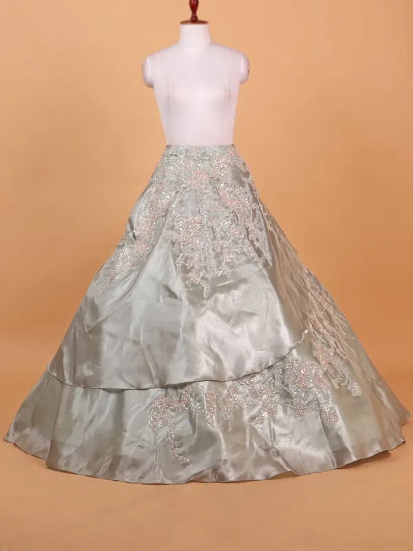 Stylish grey lehenga choli in silk for wedding