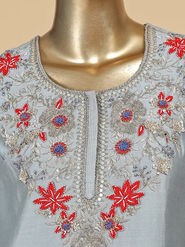 Stylish grey silk salwar suit