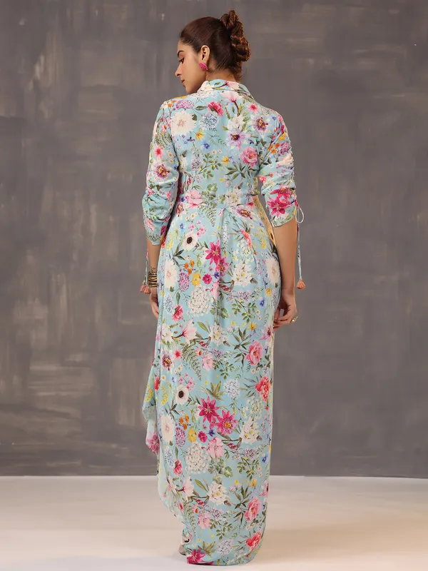Stylish light aqua designer suit