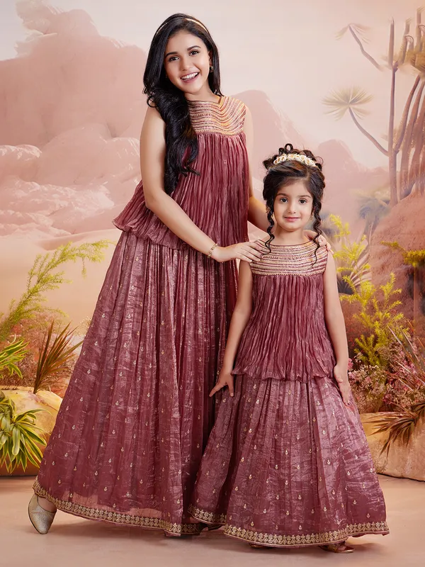 Stylish light maroon silk lehenga choli