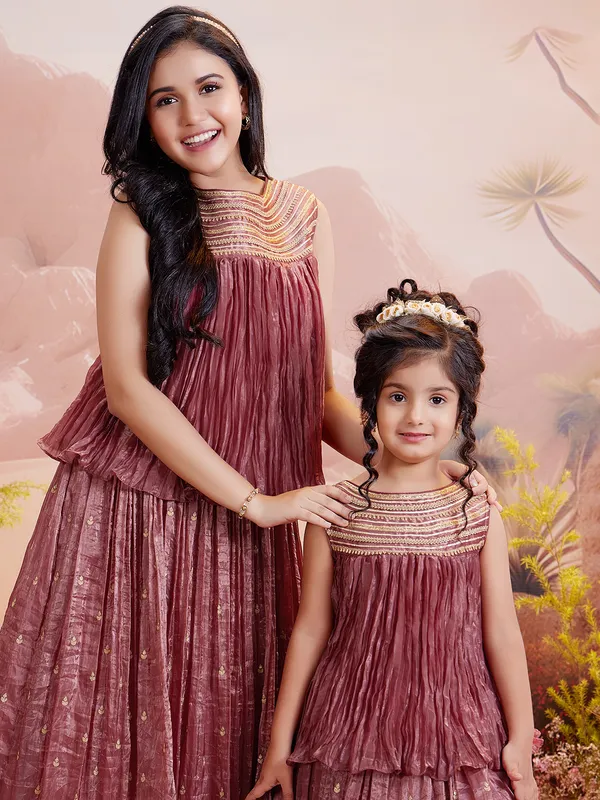 Stylish light maroon silk lehenga choli