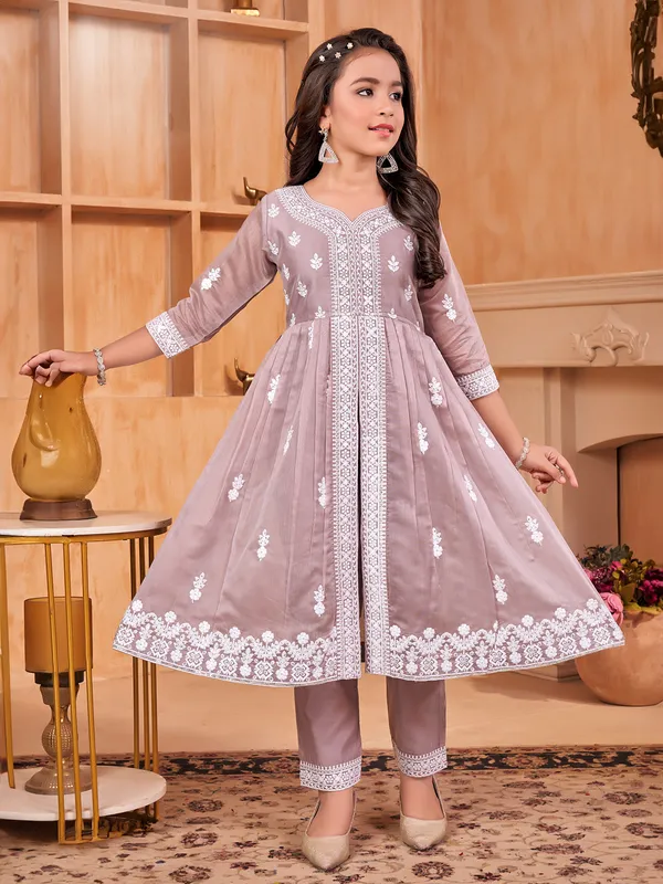 Stylish light purple cotton salwar suit