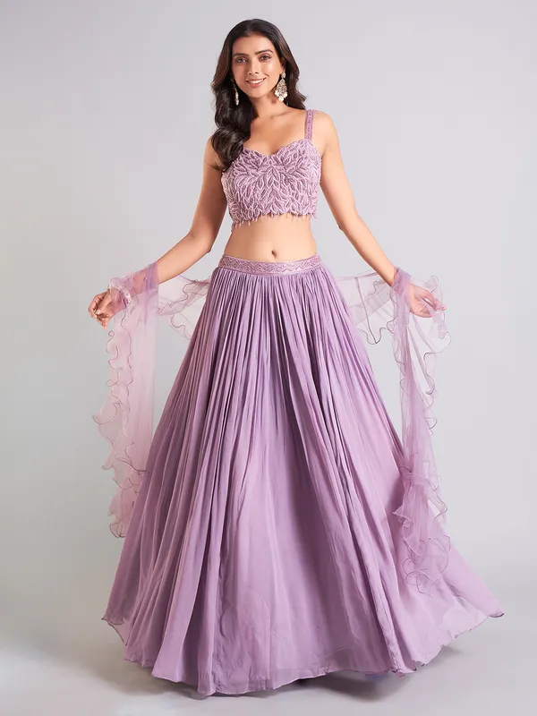 Stylish lilac purple georgette lehenga choli