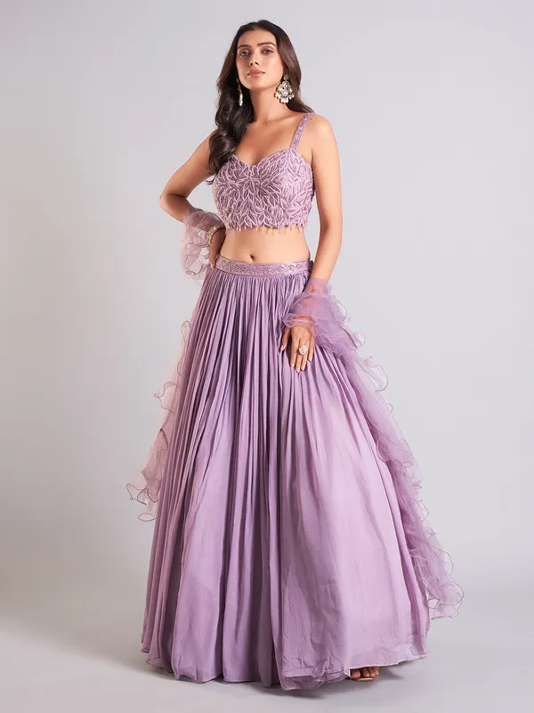 Stylish lilac purple georgette lehenga choli