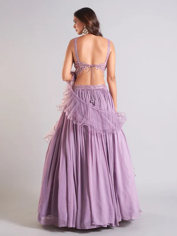 Stylish lilac purple georgette lehenga choli