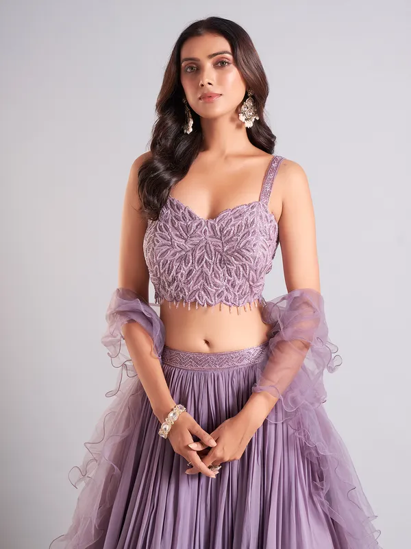 Stylish lilac purple georgette lehenga choli