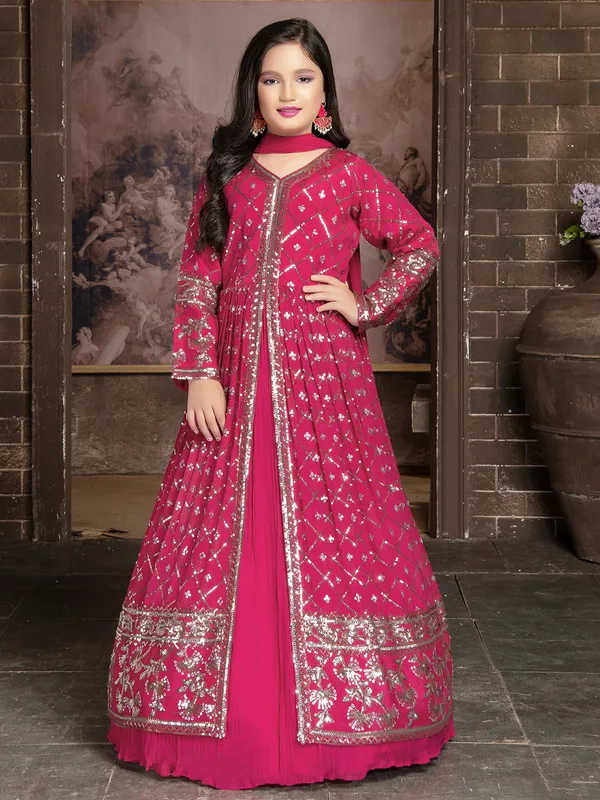 Stylish magenta georgette lehenga suit