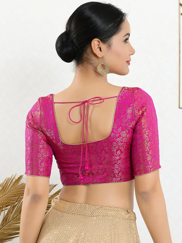 Stylish magenta jacquard blouse