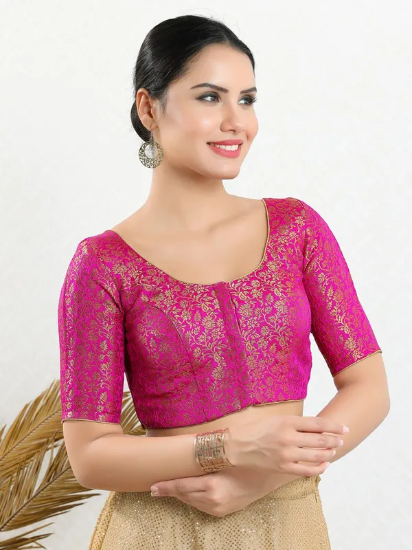 Stylish magenta jacquard blouse