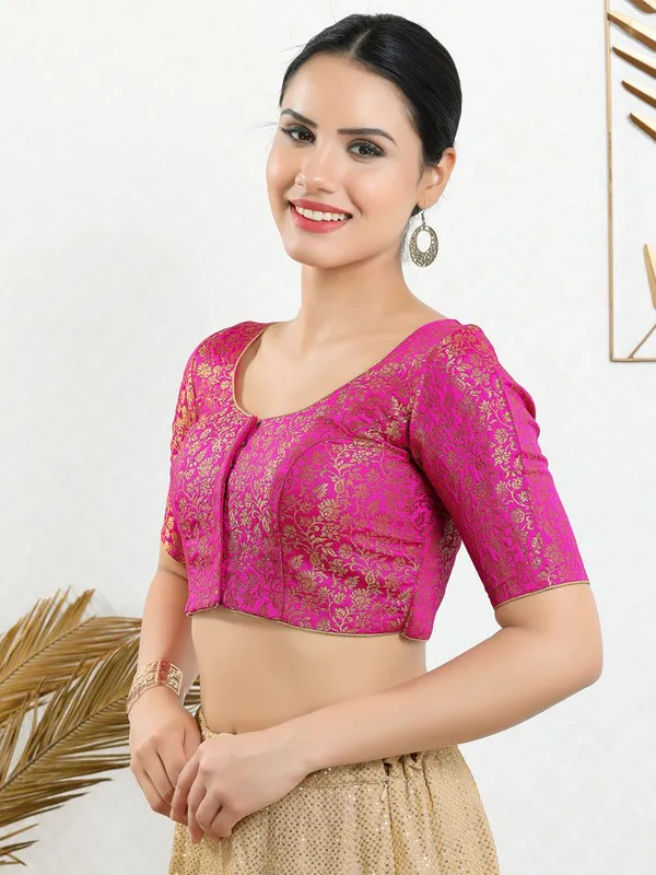 Stylish magenta jacquard blouse