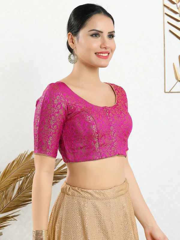 Stylish magenta jacquard blouse