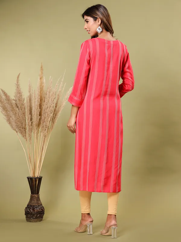 Stylish magenta silk printed kurti