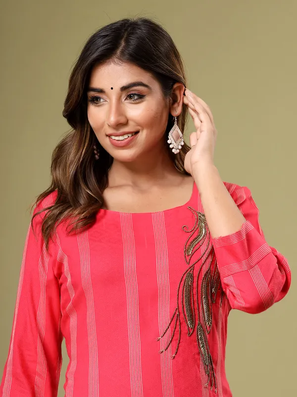 Stylish magenta silk printed kurti