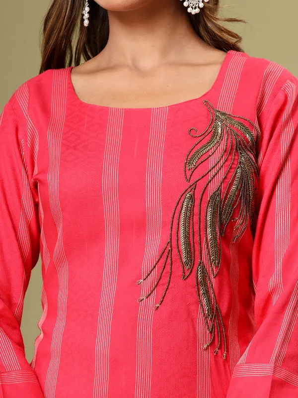 Stylish magenta silk printed kurti