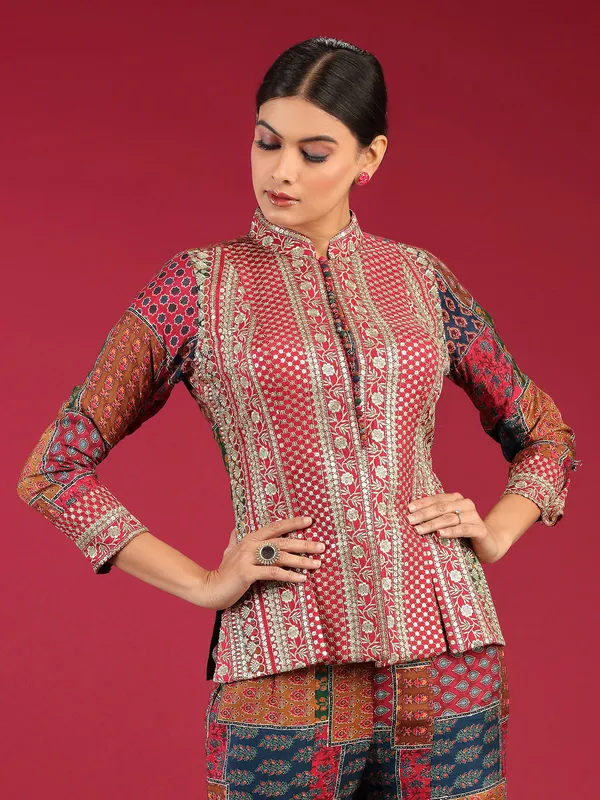 Stylish maroon printed sharara set