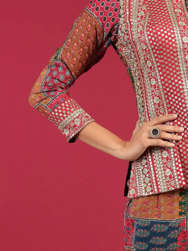 Stylish maroon printed sharara set