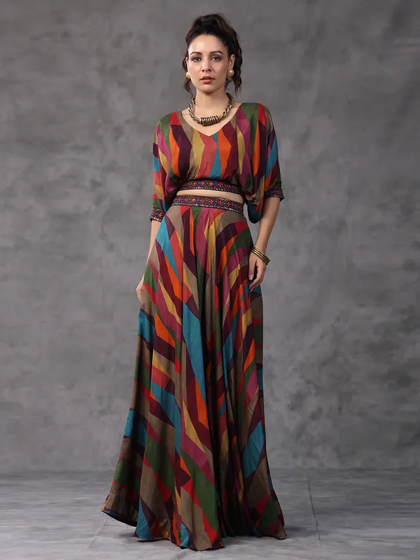 Stylish multi color printed co ord set