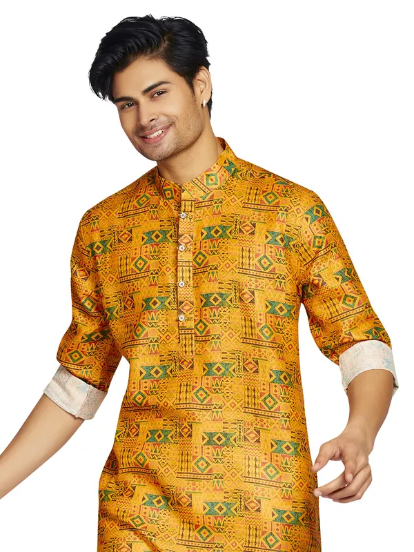 Stylish mustard yellow kurta in cotton