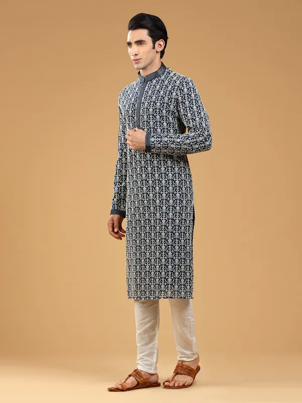 Stylish navy georgette kurta suit