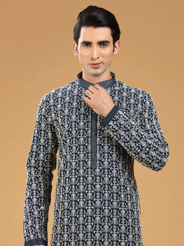 Stylish navy georgette  Men Kurta pajama