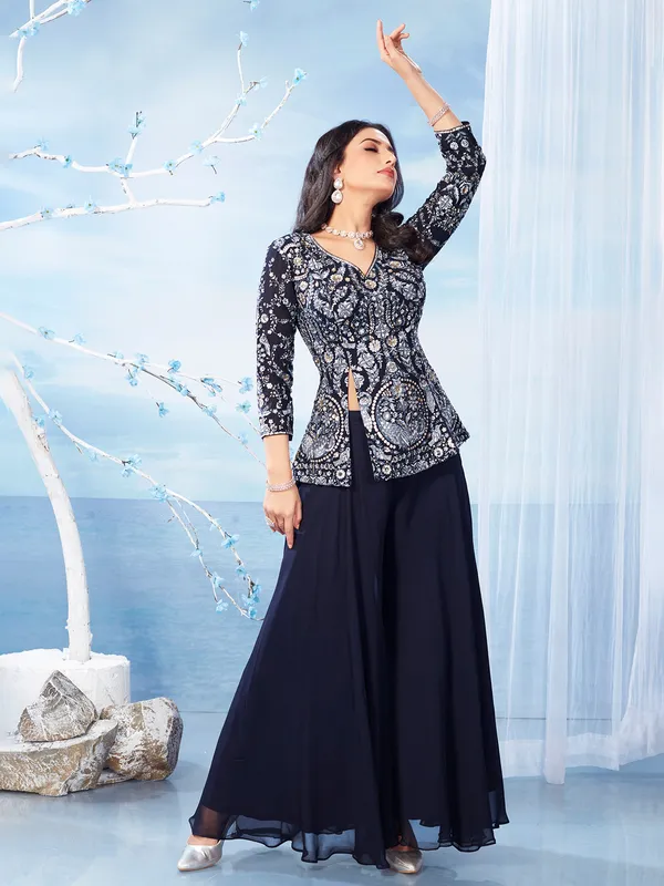 Navy blue churidar suit top